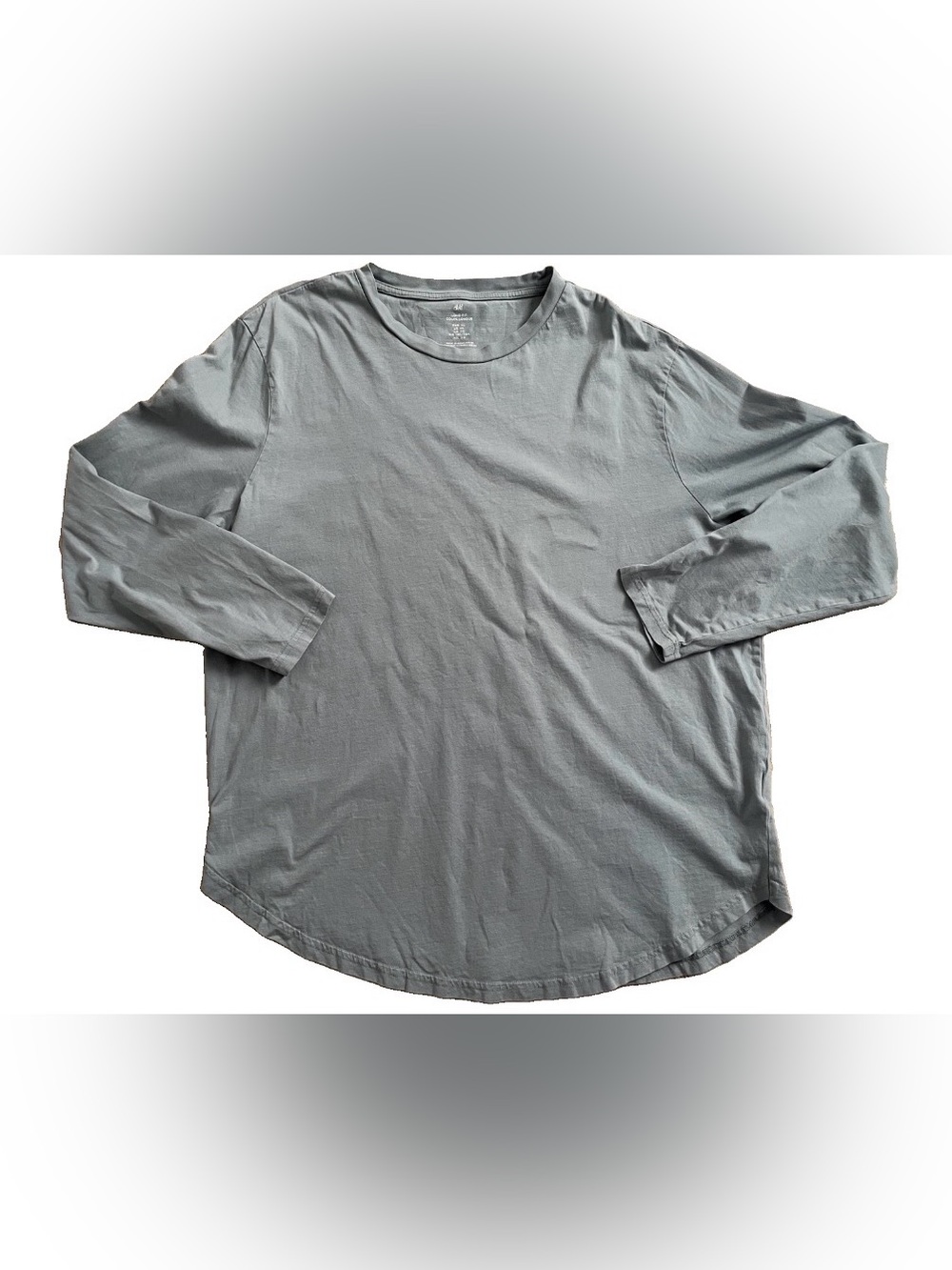 H&M Long Fit Long Sleeve Seafoam COTTON T-Shirt Size XL